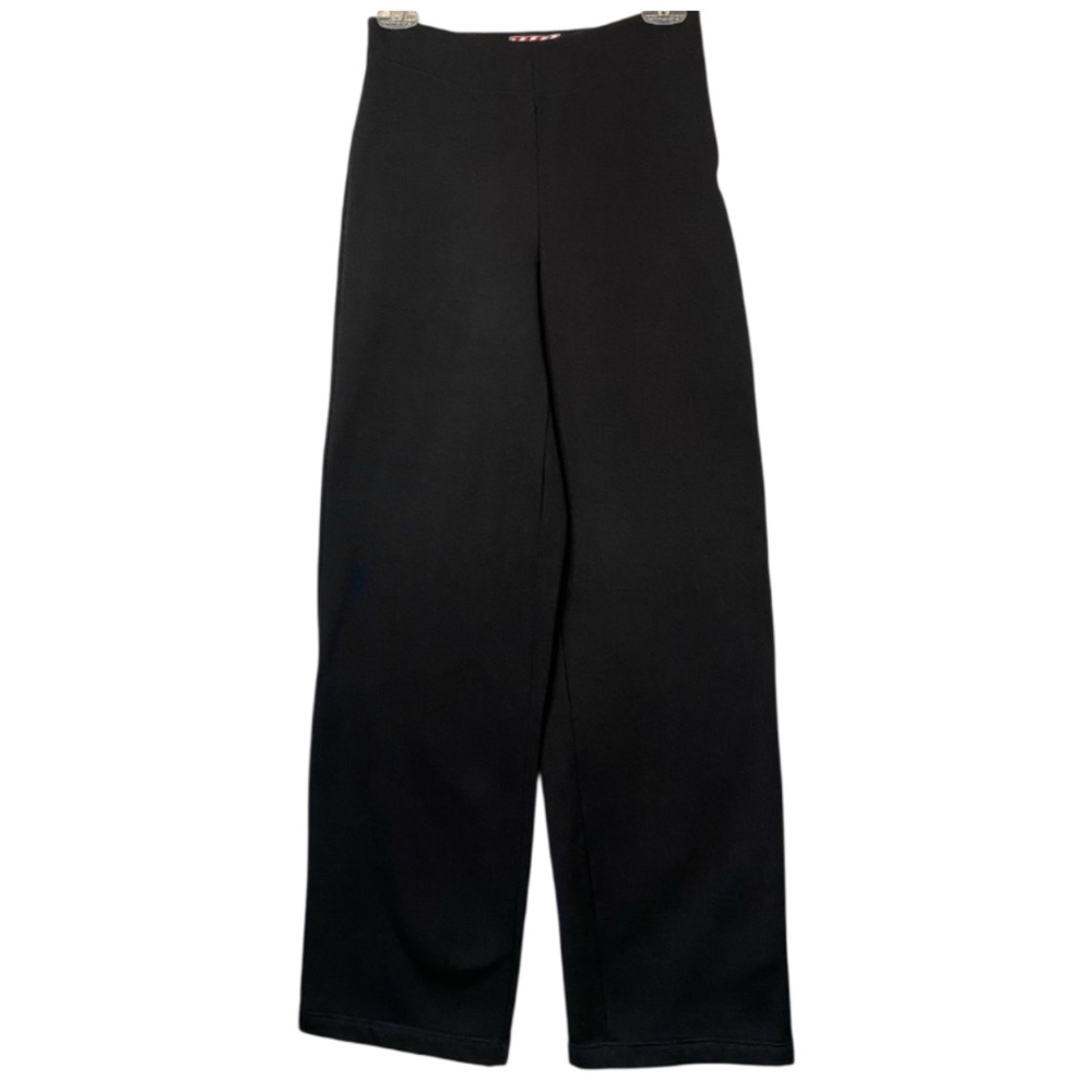 Y2K Carushka Bodywear Black Wide Leg Straight Pants Size Small Fleece Lined